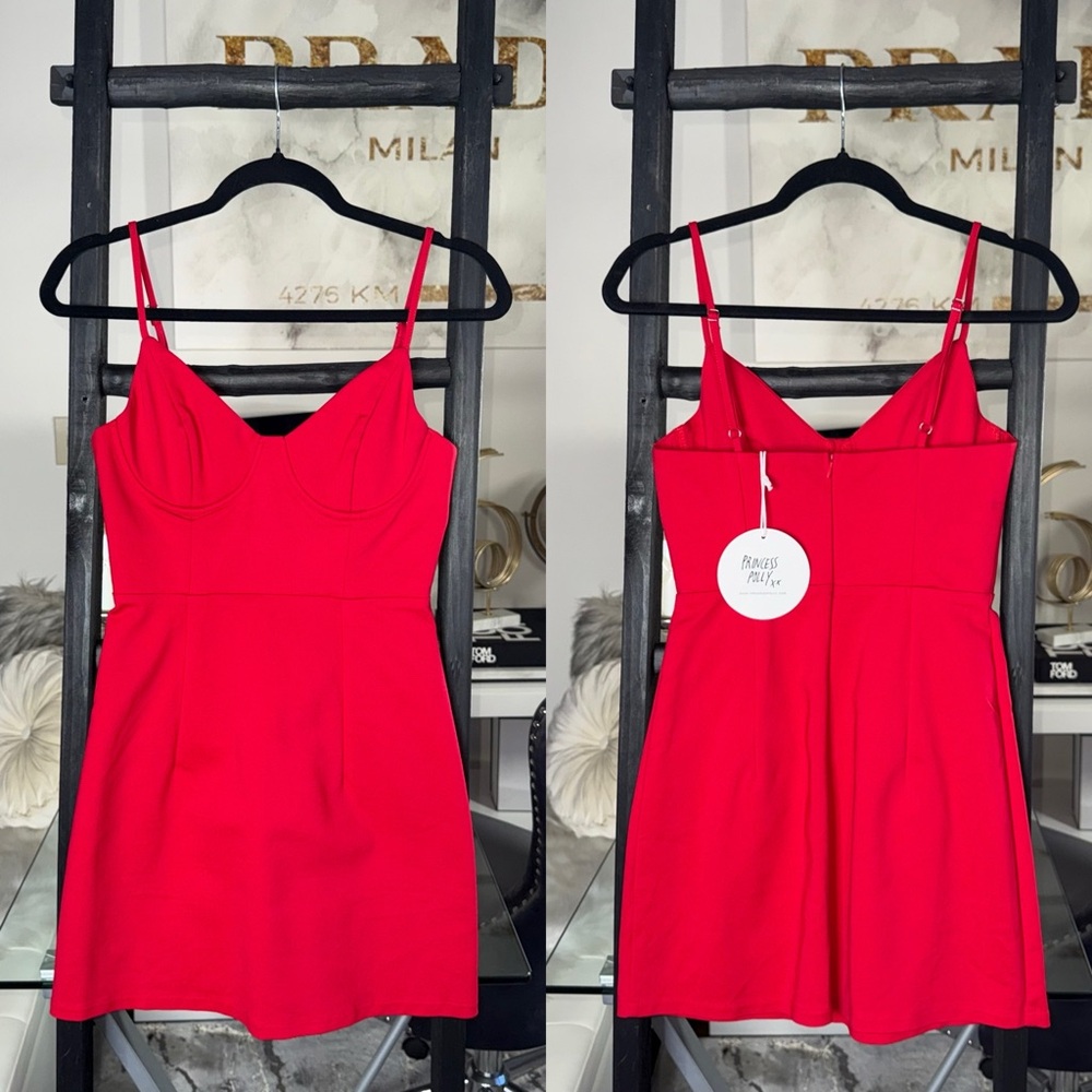 Princess Polly Novelle Red Bustier Mini Dress Adjustable Straps Womens 4 New NWT - Picture 3 of 15